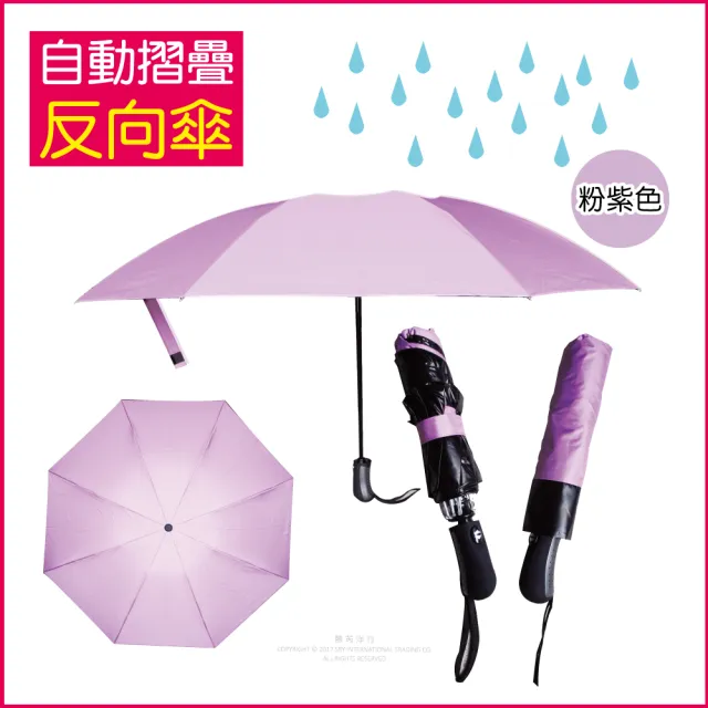 【生活良品】8骨自動摺疊反向晴雨傘 藏青色(大傘面)