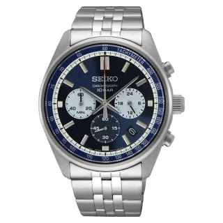 【SEIKO 精工】CS 熊貓三眼石英計時錶/41.5mm 母親節(8T63-00W0B SSB427P1)