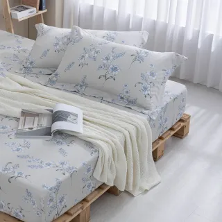 【MONTAGUT 夢特嬌】60支長絨棉二件式枕套床包組-靜幽蘭(單人)