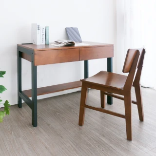 【麗得傢居】米克爾3尺實木書桌+實木椅二件式 辦公桌 電腦桌  化妝桌(共2色)
