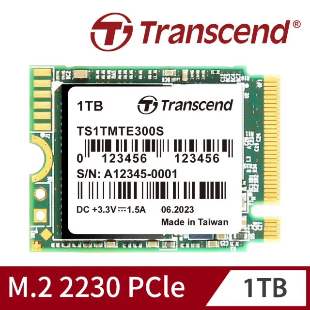 Transcend 創見】MTE300S 1TB M.2 2230 PCIe Gen3x4 SSD固態硬碟