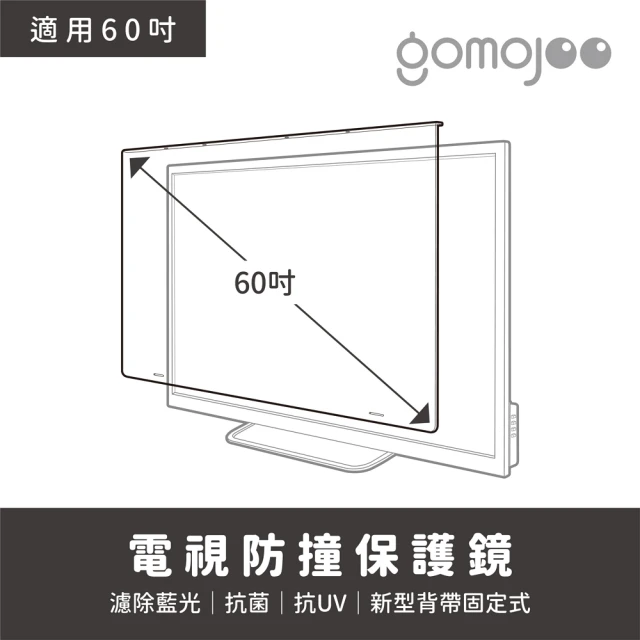【gomojoo】60吋電視防撞保護鏡(背帶固定式 減少藍光 台灣製造)