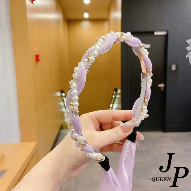 【Jpqueen】珍珠麻花飄帶碎花一體百搭髮箍髮飾(12款可選)