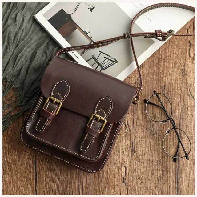 【巴黎精品】真牛皮側背包真皮包包單肩背包托特包手提包女包包(植鞣學院風斜背3色a1bz30)