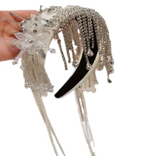 【Jpqueen】水晶流蘇歐風復古華麗手工髮箍髮飾(2色可選)