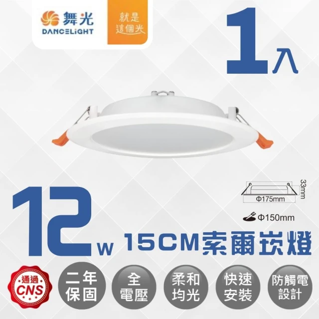 DanceLight 舞光 LED 12W 崁孔15公分 超薄均光索爾崁燈(厚度僅3.3公分)