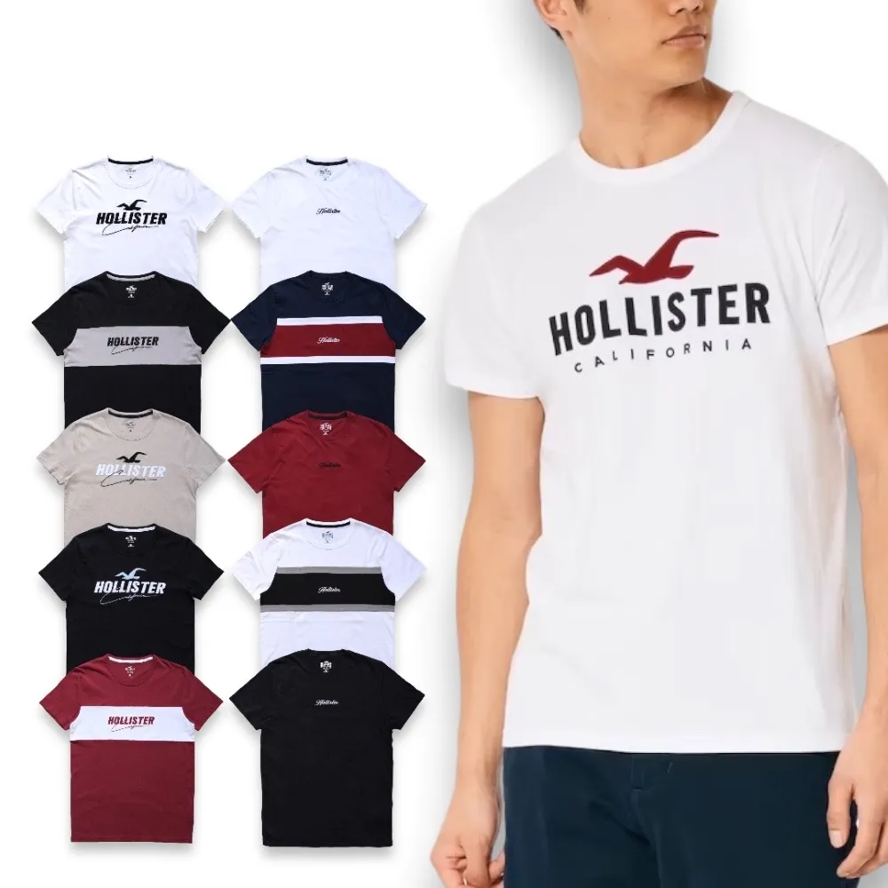 【HOLLISTER Co】海鷗 男生 經典刺繡文字 短袖T恤 男款 短TEE 多色多款(海鷗 男生 短袖 多款多色)