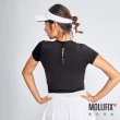 【Mollifix 瑪莉菲絲】側修飾抽皺訓練短袖上衣、瑜珈上衣、瑜珈服(黑)