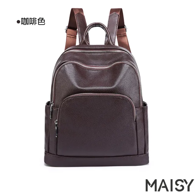 【MAISY】復古軟皮多隔層雙肩後背包(現+預  咖啡色 / 黑色)