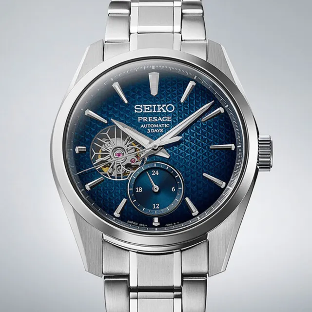 【SEIKO 精工】Presage新銳系列 三日鍊開芯立體麻葉紋機械腕錶 SK038  40.2mm(SPB417J1/6R5J-00A0B)