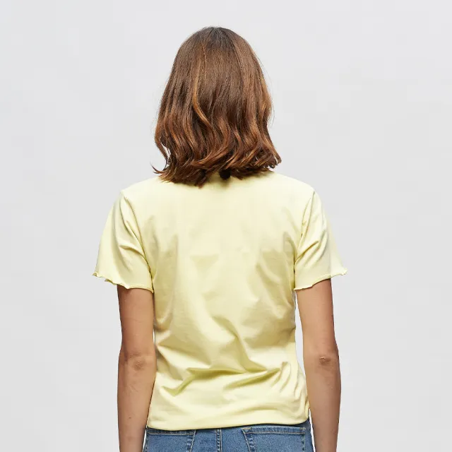 【NAUTICA】女裝 修身花邊短袖T恤(淡黃)