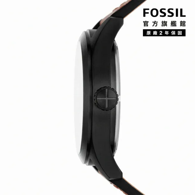 【FOSSIL 官方旗艦館】Defender 經典雅仕日曆太陽能指針手錶 棕色真皮錶帶 46MM FS5978