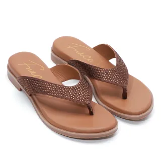 【FNACE】迷人耀眼時尚燙鑽夾腳拖鞋(棕色)