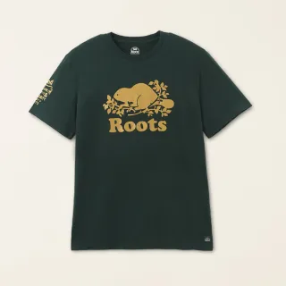 【Roots】Roots男裝-#Roots50系列 光芒海狸經典短袖T恤(深綠色)