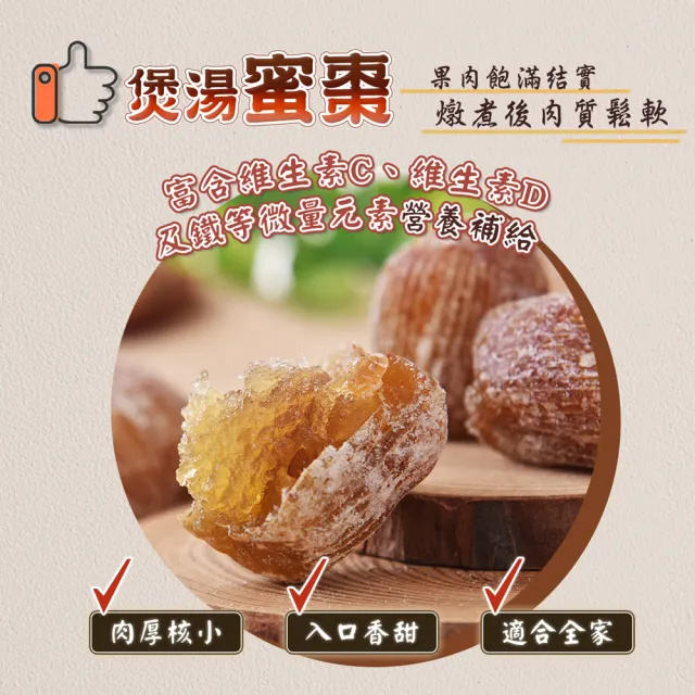 【蔘大王】港式煲湯蜜棗（600gX6）(金絲蜜棗 需燉煮煲湯 湯棗燉湯鮮甜 紅棗營養豐富 香港煲湯的秘訣)