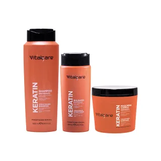 【Vitalcare 薇塔爾】角蛋白豐盈系列洗潤護三件組(洗髮乳500ml+潤髮乳250ml+護髮膜500ml)