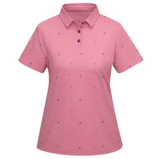 【ATUNAS 歐都納】女ALL LOVE歐愛環保循環衣短袖排汗POLO衫(A2PS2332W粉印花/吸濕排汗/抗UV/MIT台灣製)