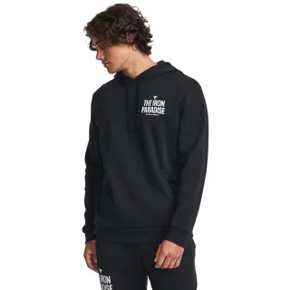 【UNDER ARMOUR】UA官方直營 巨石強森系列 男 Project Rock Rival Fleece 刷毛長袖帽T_1380107-001(黑)