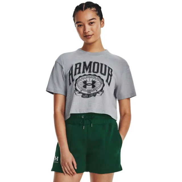 【UNDER ARMOUR】UA 女 COLLEGIATE短版T-Shirt _1379402-035(灰)