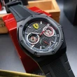 【Ferrari 法拉利】FERRARI手錶型號FE00048(黑色錶面黑錶殼深黑色矽膠錶帶款)
