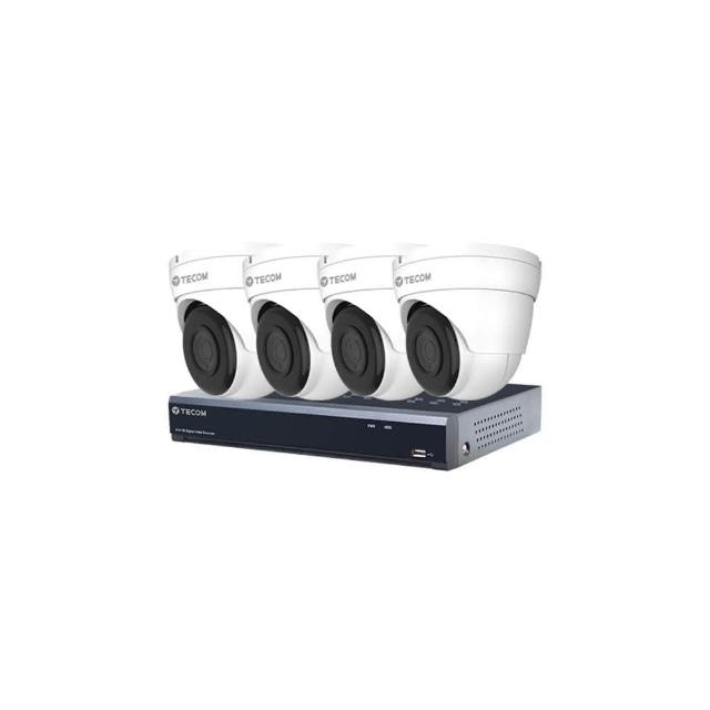 【TECOM 東訊】組合 TE-XSC04051-N 4路錄影主機+TE-HDE60202F28-M2 2M同軸帶聲半球攝影機*4 昌運監視器