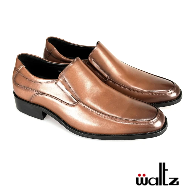 【Waltz】舒適包覆 素面側V簡約 紳士鞋 真皮皮鞋(212656-06 華爾滋皮鞋)