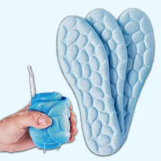 【久站不累】4D鵝卵石舒適按摩鞋墊-2雙(透氣 減壓 彈力 紓壓 減震 可裁剪 吸汗)