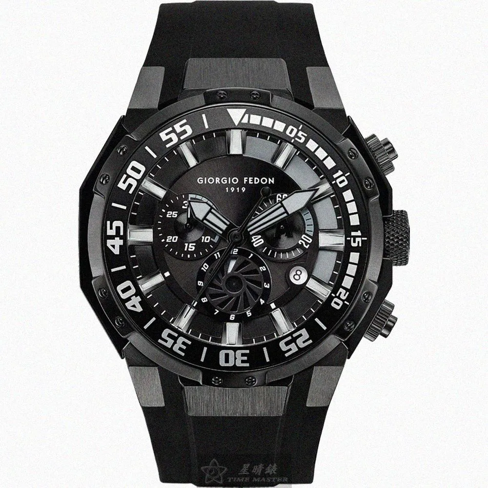 【GIORGIO FEDON 1919】GiorgioFedon1919手錶型號GF00083(黑色錶面黑錶殼深黑色矽膠錶帶款)