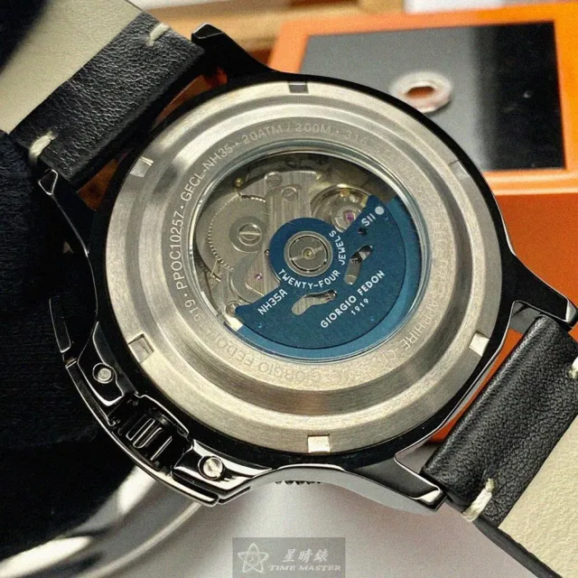 【GIORGIO FEDON 1919】GiorgioFedon1919手錶型號GF00084(黑色錶面黑錶殼深黑色真皮皮革錶帶款)