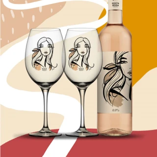 【KOSTA BODA】時尚都會女伶系列 紅酒杯2入組-爵士棕/墨灰粉(新品上市 兩款組合任選)