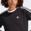 【adidas 愛迪達】3 Stripes Tee 女 短袖 上衣 T恤 運動 經典 復古 休閒 棉質 黑白(IK4049)