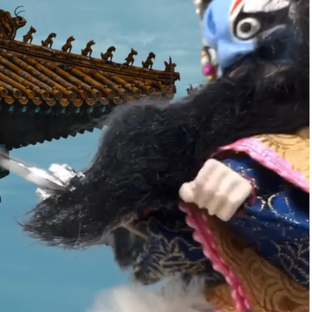 【A-ONE 匯旺】三國武將 藍花臉 布袋戲 送台灣國旗背膠徽章 戲偶架 武生 布偶 人偶 戲偶(布袋戲)