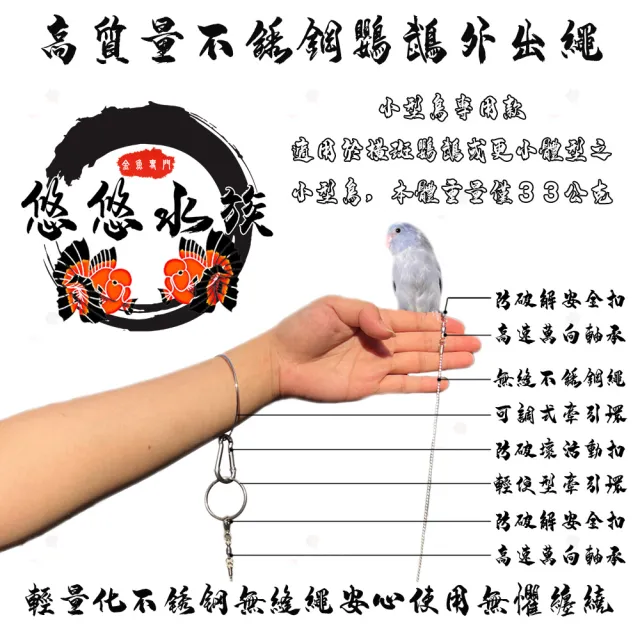 【YOYO 悠悠水族】輕量化不銹鋼外出繩_小型鳥_二入組(鳥用品、鳥玩具、鸚鵡用品、鸚鵡玩具)