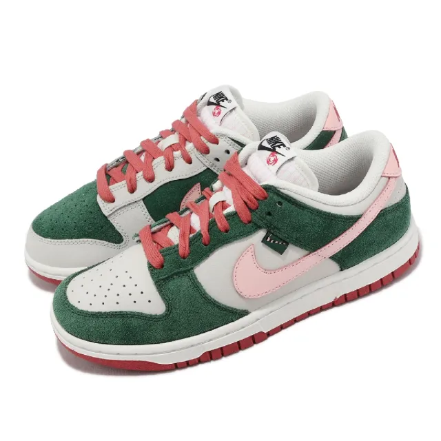 NIKE 耐吉】休閒鞋Wmns Dunk Low SE 女鞋綠米白粉鴛鴦皮革麂皮低筒