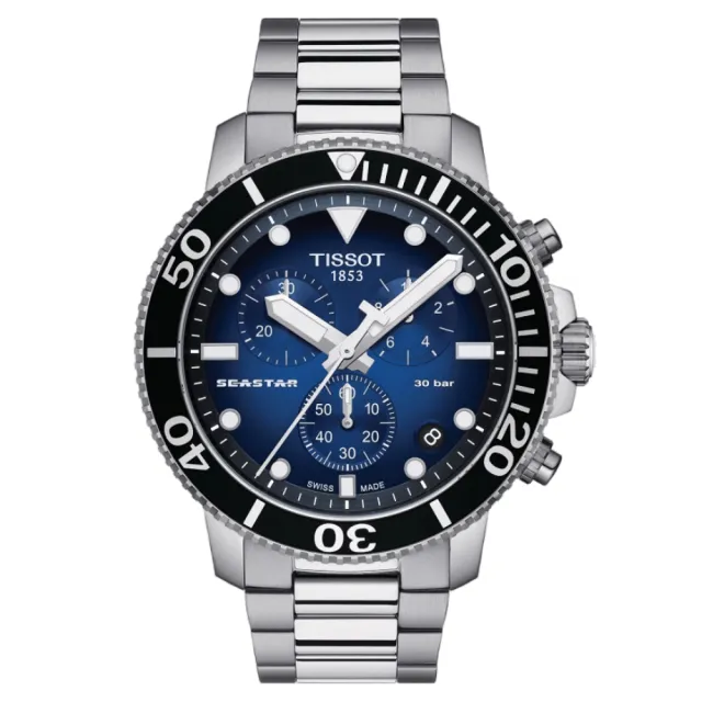 【TISSOT 天梭 官方授權】SEASTAR1000海星系列 300m 漸層藍 潛水腕錶 禮物推薦 畢業禮物(T1204171104101)