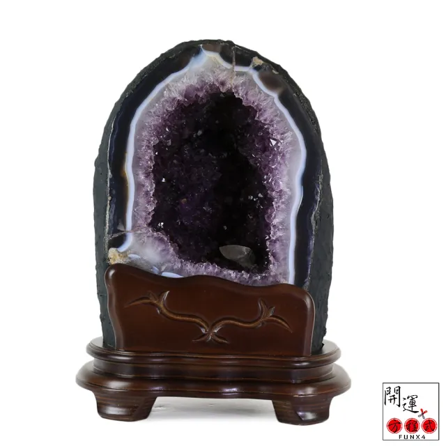 【開運方程式】特厚瑪瑙邊紫水晶洞AGU575(7.62kg靠山立洞 貴氣鎮宅聚財)
