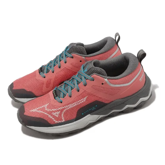 【MIZUNO 美津濃】越野跑鞋 Wave Ibuki 4 GTX 女鞋 粉紅 灰 波浪片 防水塗層 輪胎大底 美津濃(J1GK2259-71)