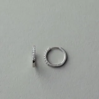【ete】PT900 輕奢鑽石美型圈耳環(鉑金色)