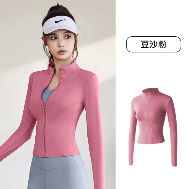 【米蘭精品】現貨+預購 瑜珈外套運動服運動外套運動上衣防曬外套休閒女裝(高彈健身瑜伽女夾克10色74en2)