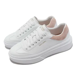 【SKECHERS】休閒鞋 Cordova Classic 女鞋 白 粉紅 麂皮 記憶鞋墊 小白鞋(185060-WPK)