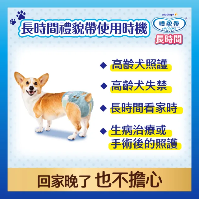 【Unicharm Pet 禮貌帶】長時間犬用禮貌帶/生理褲2入組(狗尿布/公母狗共用/SSS-L)