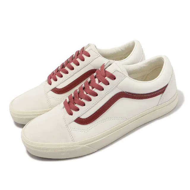 VANS】休閒鞋Old Skool 男鞋女鞋白紅麂皮皮革撞色低筒拼接(VN0A4BW2R2S