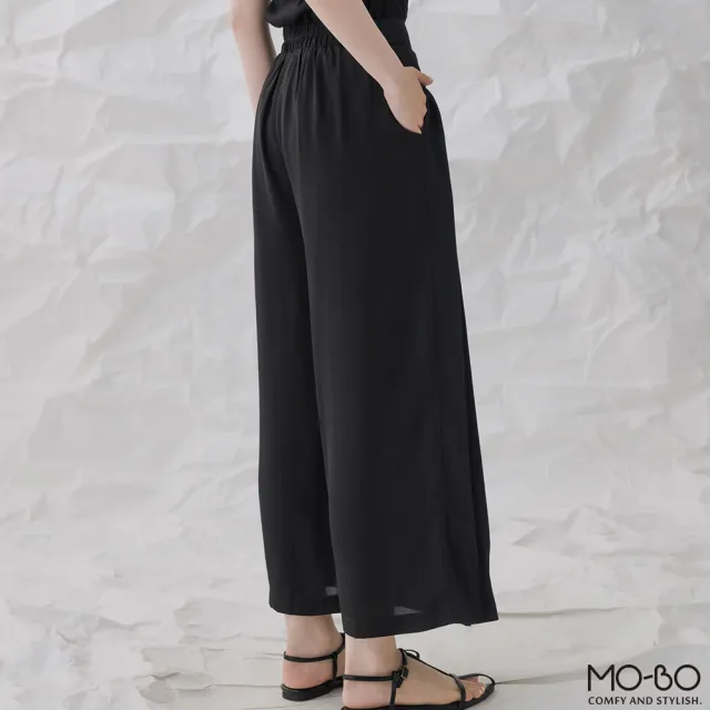 【MO-BO】立體日型壓折寬褲