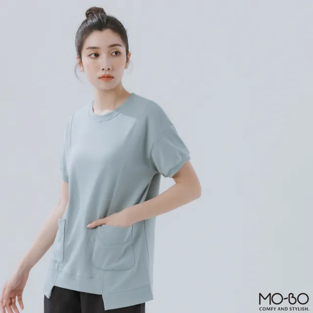 【MO-BO】MIT涼感口袋階梯造型上衣