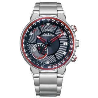 【CITIZEN 星辰】官方授權C1 GENTS光動能GPS衛星定位對時不鏽鋼腕錶 錶徑44mm-贈高檔6入收藏盒(CC3031-51E)