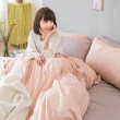 【戀家小舖】100%精梳棉素色枕套床包三件組-加大(撞色系列-可可粉)