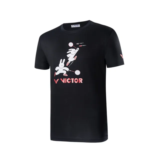 【VICTOR 勝利體育】兔子打羽球 T-Shirt 中性款(T-2301 A白/C黑)