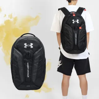 【UNDER ARMOUR】包包 Hustle Pro Backpack 男女款 黑 銀 筆電包 後背包 雙肩包 防潑水 UA(1367060001)