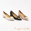 【Pineapple Outfitter】GABRIEL 羊皮方釦尖頭中跟鞋(黑色)