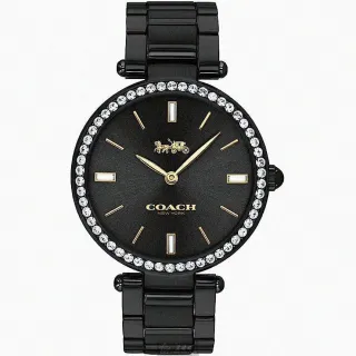 【COACH】COACH手錶型號CH00132(黑色錶面銀錶殼深黑色精鋼錶帶款)
